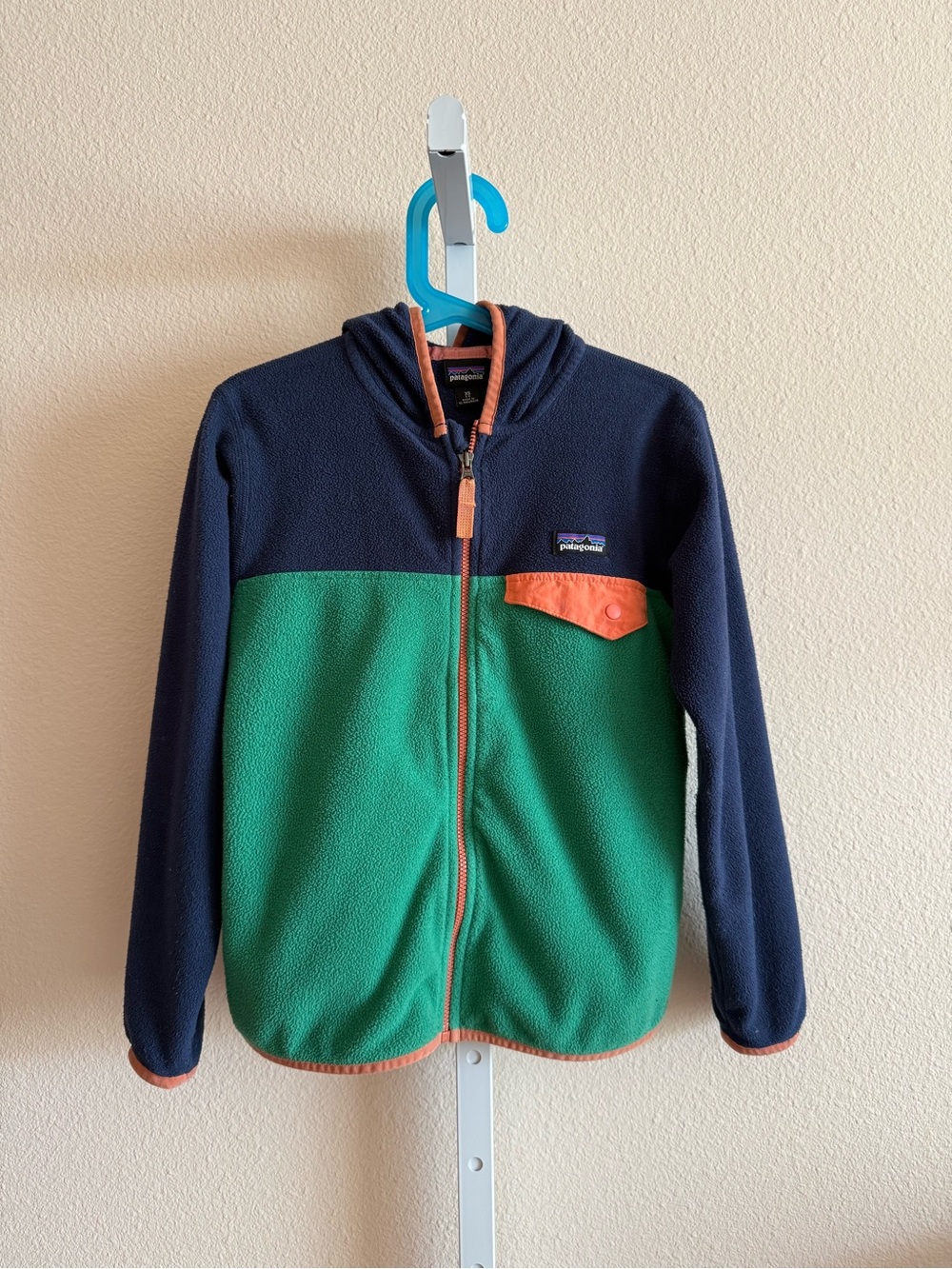 Patagonia Kids Navy, Green & Orange Zip Fleece Hoodie
